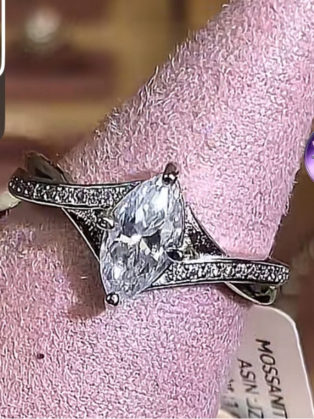 925 Sterling Silver GRA CERTIFIED Moissanite Diamond 1 CT marquee cut new